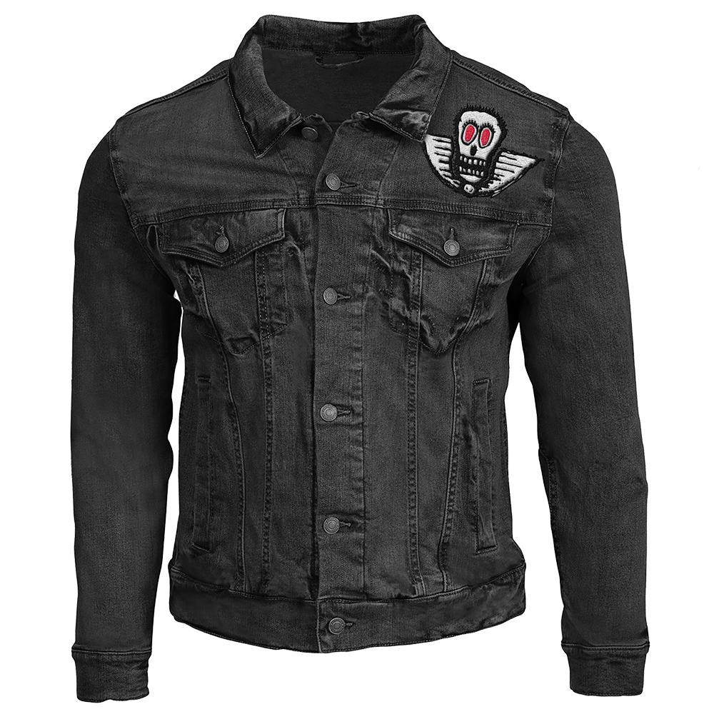 Black Embroidered Denim Jacket